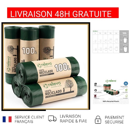 Sacs poubelle relevo 100l - sacs,
