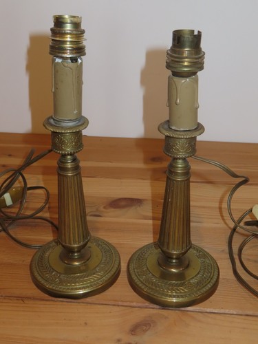 Paire bougeoirs anciens - paire, en