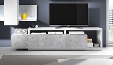Meuble TV 'Bota' Bas 219 Cm Blanc Béton Colorado