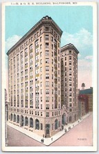 Vintage B. & O. R. R. Building Baltimore MD Linen Postcard