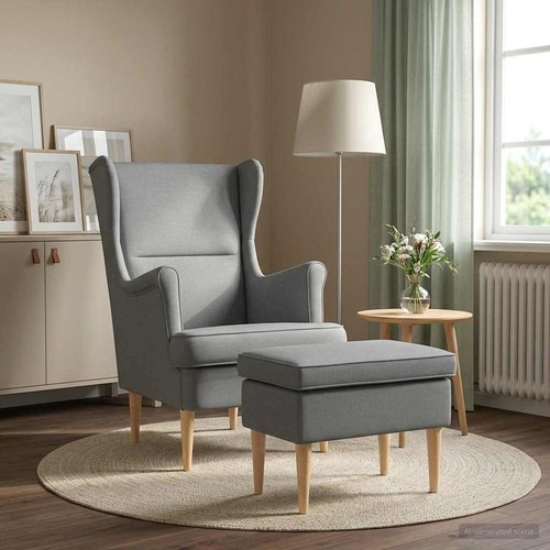 Fauteuil avec pouf - pc, tissu