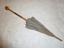 Antique Parasol Civil War Era Carved Wood Handle Carriage Umbrella Costume