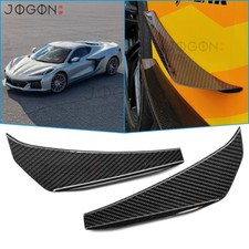 For Corvette C8 Z06 2023+ Front Bumper Side Canards Splitter Fins Trims Carbon
