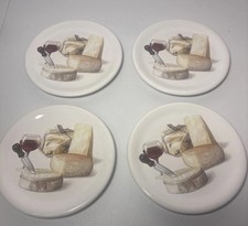 Made In Italy 4 CERAMISIA Wine and Cheese Appetizer Canape Cocktail Plates 6”