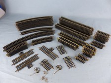 FLEISCHMANN Ho 1/87 lot de 80 rails droits courbe heurtoirs rail spéciaux dorés