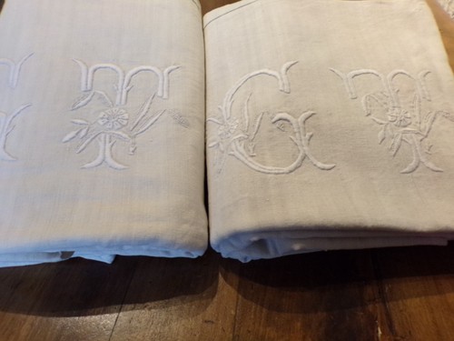 Paire draps anciens en - de,