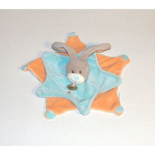 Doudou plat lapin - bleu, et