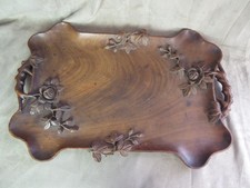 NICE antique carved wood tray. Far East.