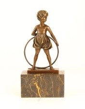 Art Deco bronze Sculpture girl with hoop Hoop Girl after Ferdinand Preiss
