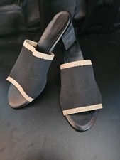 Vionic Shoes Women's 11 Fleur Slide Heel Sandals Black Tan Orthotic Comfort 