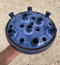 Jeanne Norbert PIERLOT Ratilly Blue Sandstone Flower Spade Vase 60s