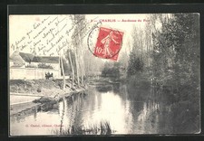 Old postcard Chablis, above the bridge 1908 