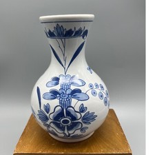 Vintage Delft Blue and White floral vase Holland