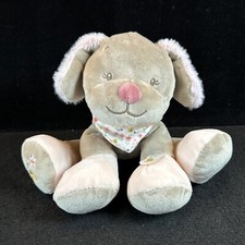 Nattou Lali Gray Puppy Dog Bandana 8" Plush Stuffed Animal Baby Toy