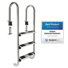 AREBOS Échelle de Piscine Échelle de Securité 3 Marches Acier Inoxydable