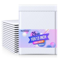 Metronic Bubble Mailer 10X13" White 25 Pack, Poly Padded Envelopes Waterproof