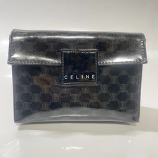 Sac de maquillage CELINE Macadam émaillé Cometic pochette mini sac cluth noir