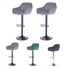 2 X Velours Barre Tabourets Gris Vert Noir Cuisine Tabouret Tapissé Industriel
