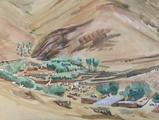 Beautiful Painting 1941 Orientalist Paper Gouache Orientalism Iran Signed Giroux?