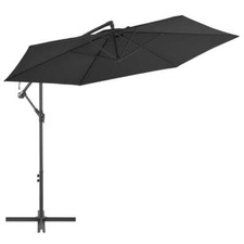 Parasol déporté avec mât en aluminium 300 cm noir Helloshop26 02_0008480