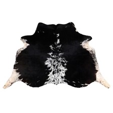 Noir Blanc Petit Véritable Cuir de Vache Tapis Noir Et Peau Exotique