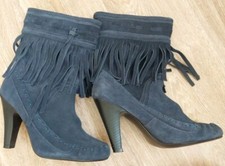 Bottes Les Tropéziennes - EU 39 - daim - bleu - franges - très bon état 