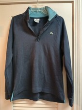 Lacoste Sweater Mens  Navy Blue 1/4 Zip Cotton Pull Over Size 4 Sm/Med