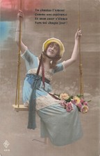 CP WOMEN ELEGANT PINK RIBBON HAT FLOWERS ON SWING - 39613