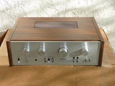 Vintage Technics SU 7100 Stereo Amplifier Silver face w Wooden cabinet