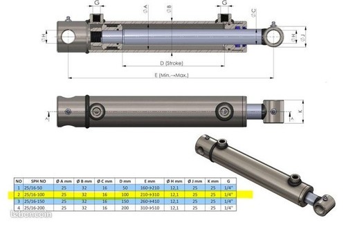 Verin hydraulique double effet