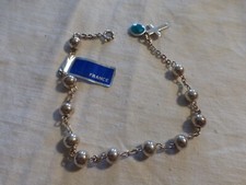 vintage neuf bracelet argenté  perle  ronde long 19 cm fab France vintage