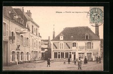 Old postcard Cloyes, vegetable market and hotels 1908 