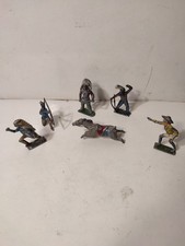 LOT OF 6 INDIAN LEAD COMBAT FIGURE, LEADER, COWBOY AND HORSE TO IDENTIFY