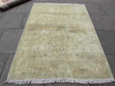 Fin Vintage Main Fabriqué Traditionnel Laine Délavé Crème Usé Tapis 201x150cm