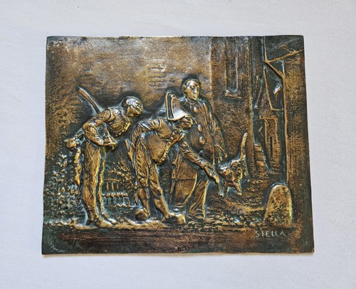 Plaque bronze chasse aux - "la,