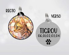 Médaille pour chat personnalisée – Bengale - Gravure nom et téléphone