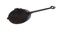 Gaufrier à main ancien en fonte moule 5 cœur