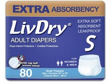 LivDry Adult Incontinence Underwear, Extra Absorbency, Small, 80-Pack (625)