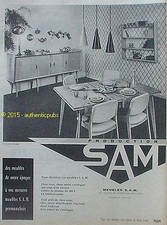 1960 VINTAGE SAM KITCHEN DINING ROOM TABLE FURNITURE ADVERTISEMENT FRENCH AD PUB