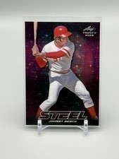 2023 NUMBERED /25 JOHNNY BENCH BLUE STARS AND DOTS/GALAXY REDS #S-39 LEAF STEEL