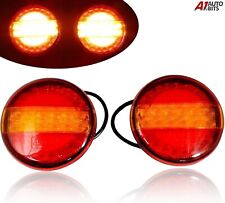 2x LED Hamburger Frein Dynamique Clignotant Fluo Queue Feux Rond Remorque E9