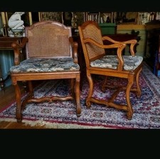 Paire De Fauteuil Canné De