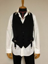 Jean Paul Gaultier Homme Black Vest Size 48 Made in Japan Men's Fashion Rare FS