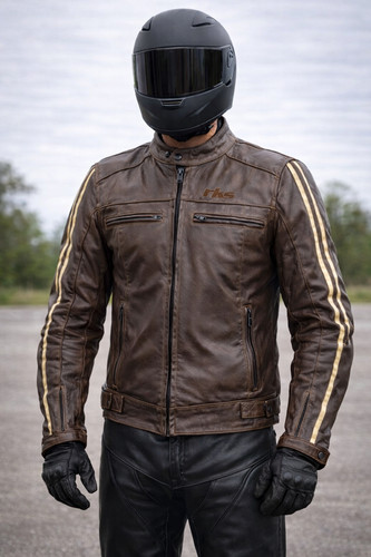 Veste cuir marron - cuir,