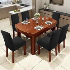 6 Housses Chaise salon cuisine Extensible Noir Doux Confortable Résistant