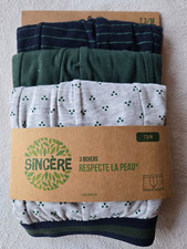 3 boxers taille 3/M vert, bleu