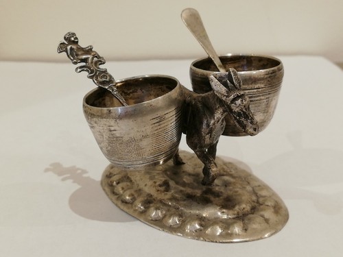 800 solid silver donkey salt - salt, /