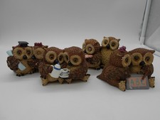 04) GORGEOUS LOT OF 4 RESIN OWL OWLS ITALY FIGURES?