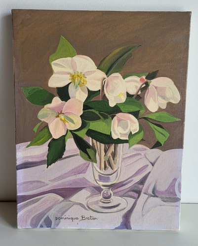 Tableau huile sur - sur, fleurs