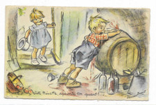 Old postcard "Germaine Bouret - Quick Nénette, bring your quarter!...